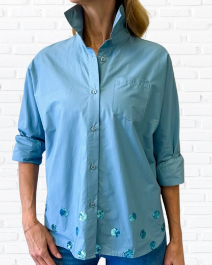 Abby Swing Sequin Top Wedgewood