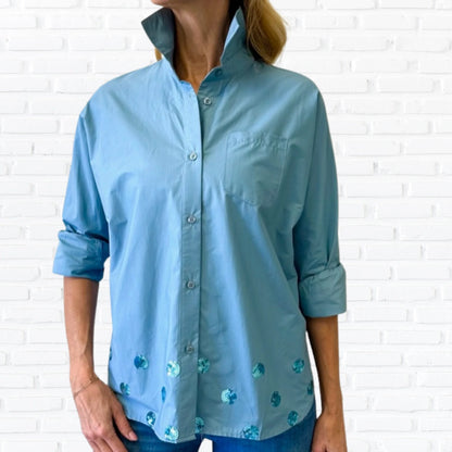 Abby Swing Sequin Top Wedgewood