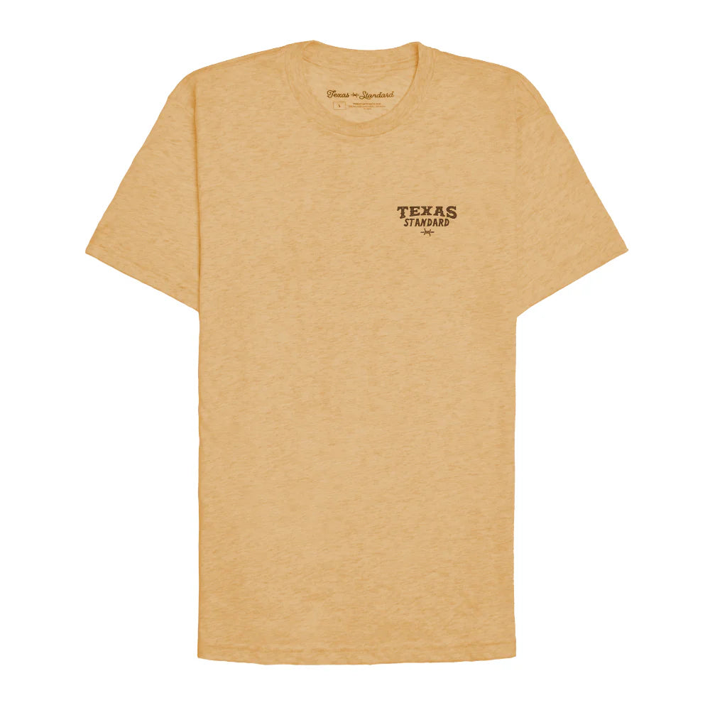 Heritage Printed Tee - Riding School in beige with TEXAS STANDARD logo, men's casual shirt