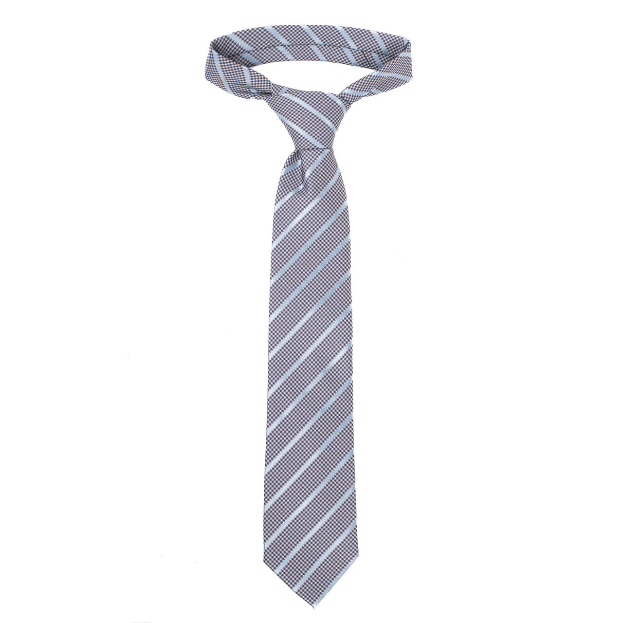 Men's Tie 5979 in microfiber with checkered and striped pattern by SELINI NEW YORK HCO Ties