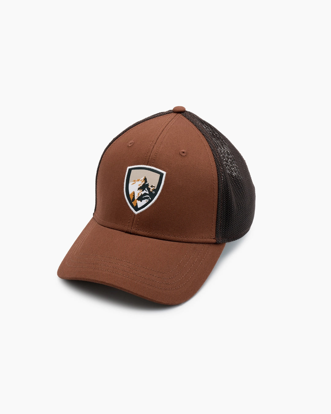 Kuhl Trucker - Rustic Brick brown trucker hat with stretch mesh back and snapback, curated Fredericksburg TX