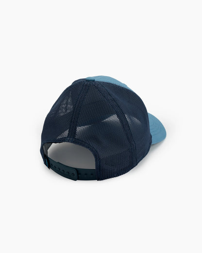 Rustik Born Trucker - Alpine Lake with blue stretch mesh back and adjustable snap, KUHL men's hat