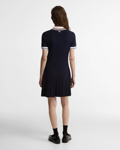 Hollington Knitted Mini Dress in navy with white collar and cuffs, Hill Country style by BARBOUR INC.