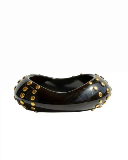 Bondi Bangle in black resin with gold-plated stainless steel studs by ACCESSORY CONCIERGE