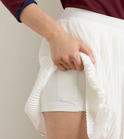 Mickey Micro Pleat Skort in white stretch fabric with built-in shorts by PETER MILLAR
