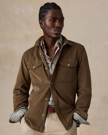 Stretch Terry Corduroy Workshirt - Brown Umber