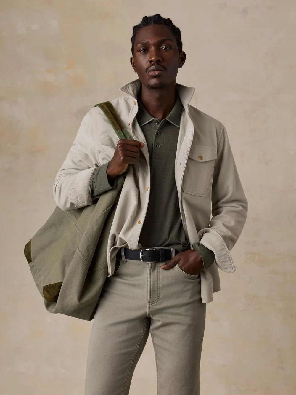 Stretch Terry Corduroy Workshirt - Tundra Stone