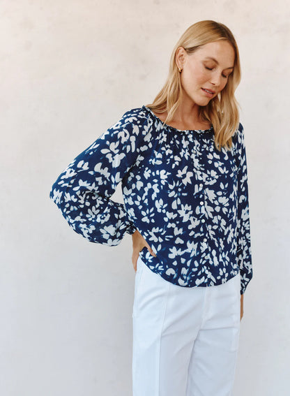 Ruffle Neck Raglan Button Down