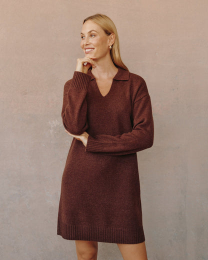 Collared Pullover Sweater Dress