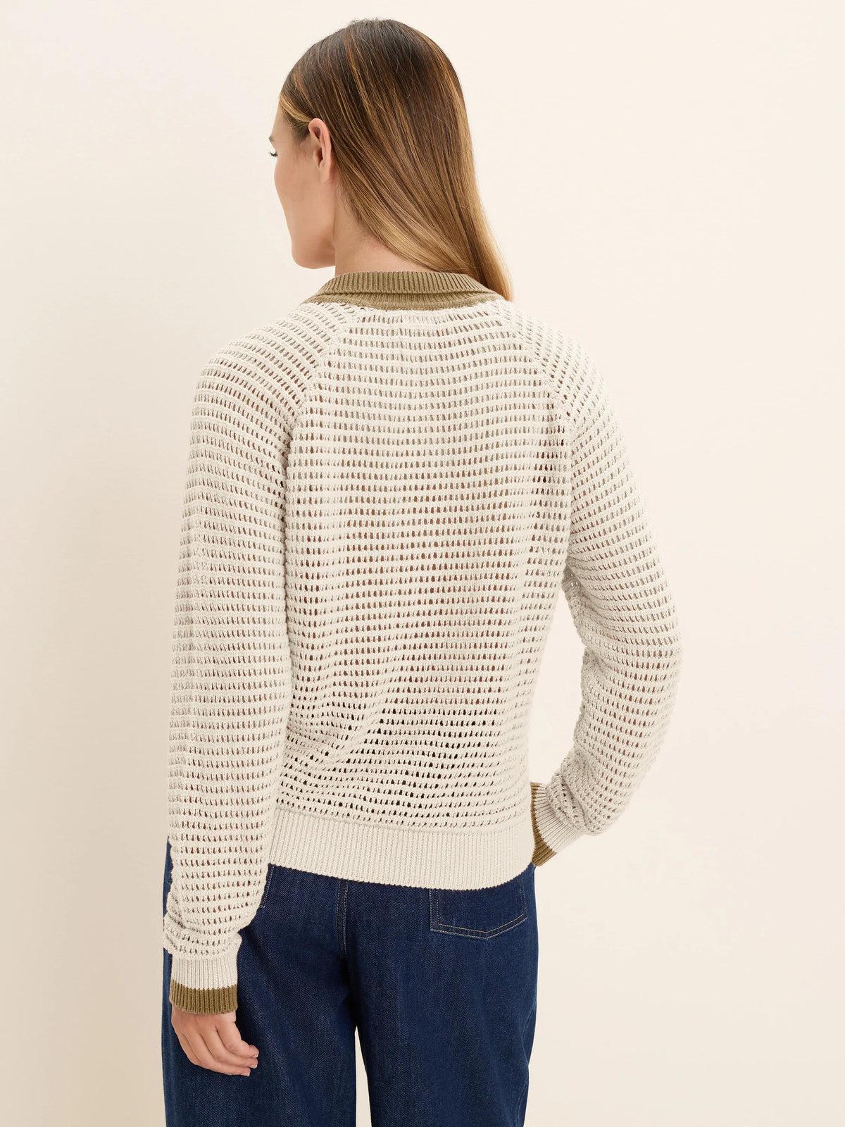 Mesh Long Sleeve Polo Sweater
