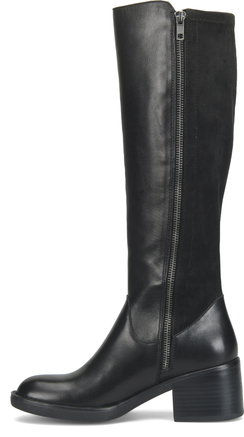 Violette - Black tall women's mixed-material leather boot from BORN