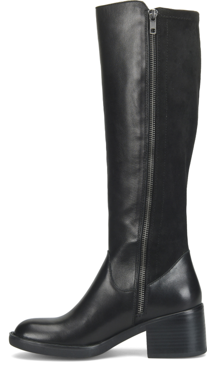 Violette - Black tall women's mixed-material leather boot from BORN