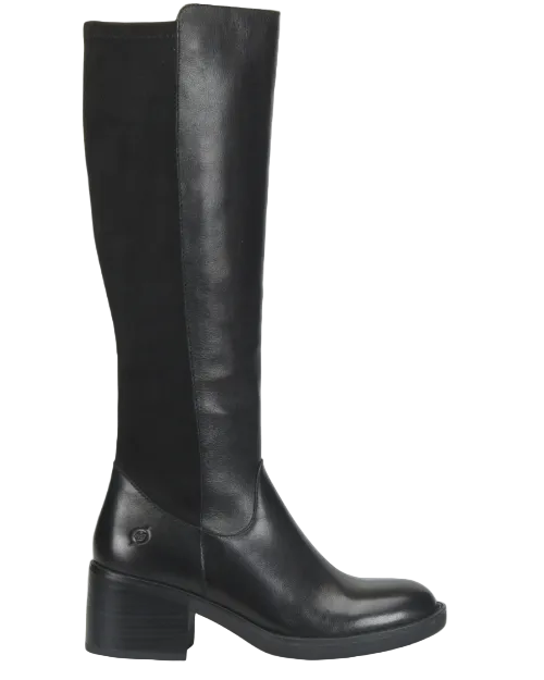 Violette - Black tall mixed-material women's boot by BORN