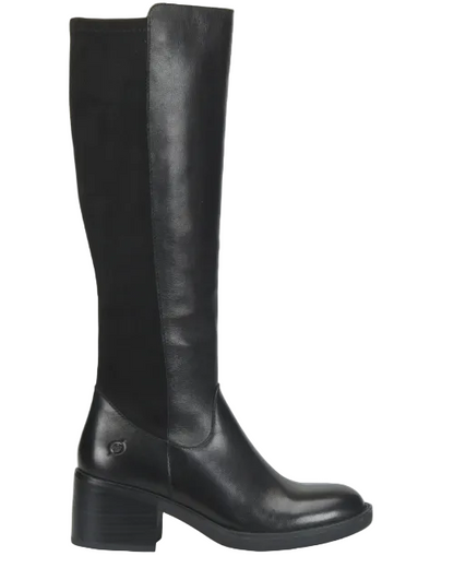 Violette - Black tall mixed-material women's boot by BORN