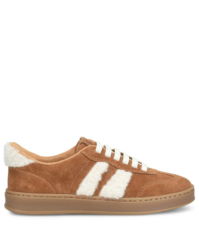 Amari Shearling - Tan BORN women's tan suede shearling sneaker