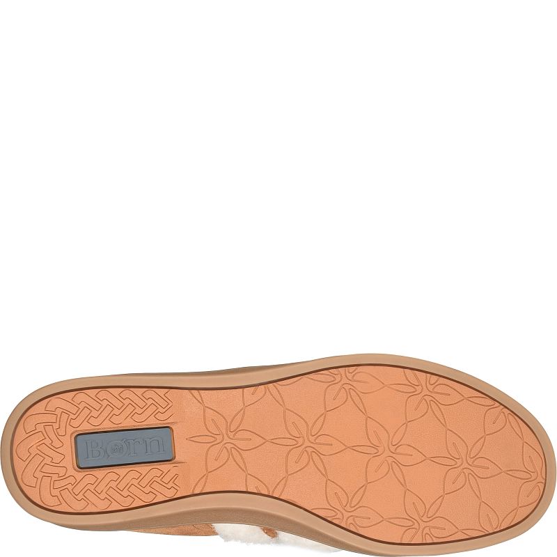 Amari Shearling - Tan BORN women's sneaker outsole with floral tread