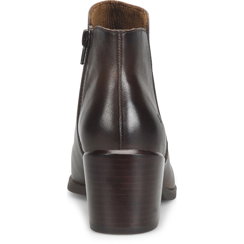 Lisbet - Chocolate Brown BORN women's brown leather ankle boot with back zipper