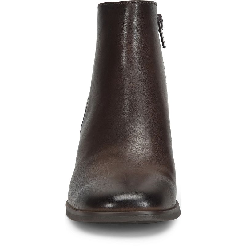 Lisbet - Chocolate Brown BORN women's leather ankle bootie with rounded toe