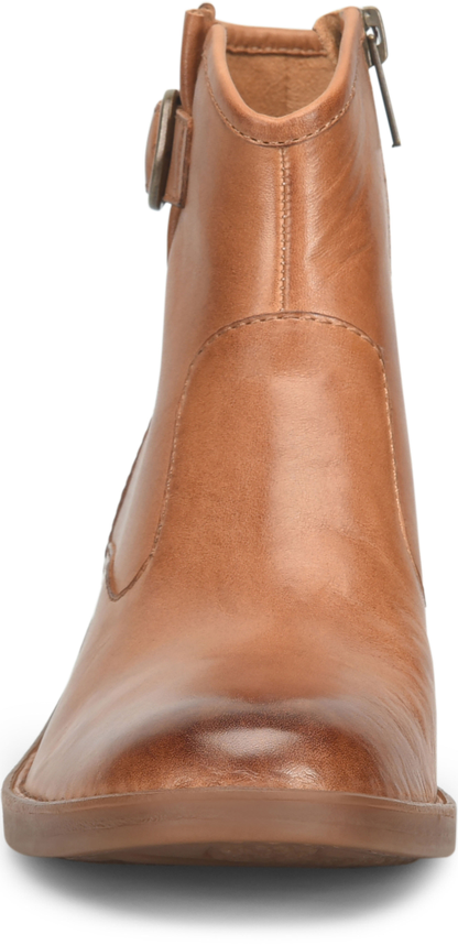 Charlie - Tan BORN women's tan leather Western ankle boot front view