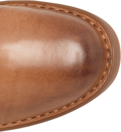 Charlie - Tan BORN women's leather boot rounded toe detail