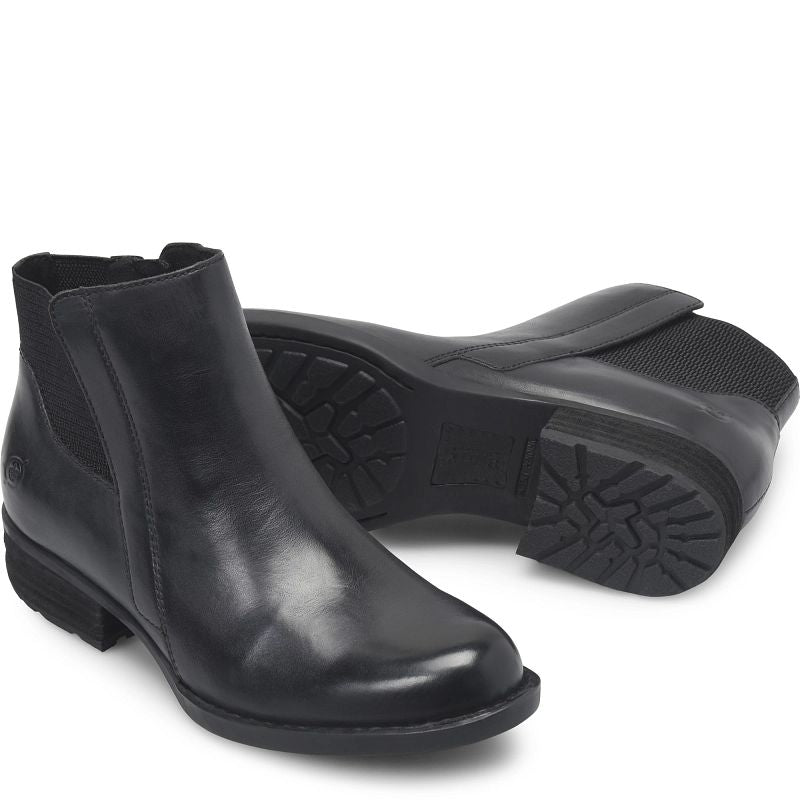 Kendyl - Black BORN women's black Chelsea ankle boots with elastic panels