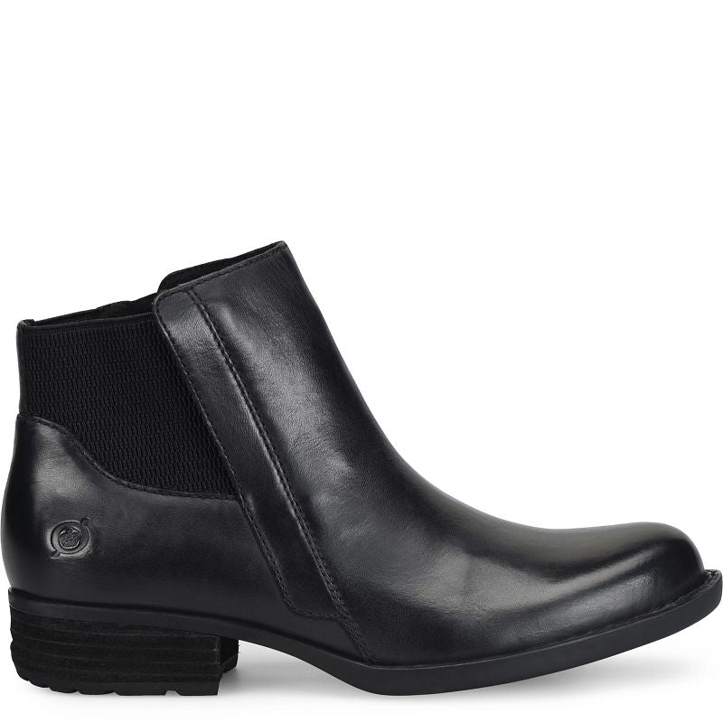 Kendyl - Black BORN women's black leather Chelsea boot with stretch panel