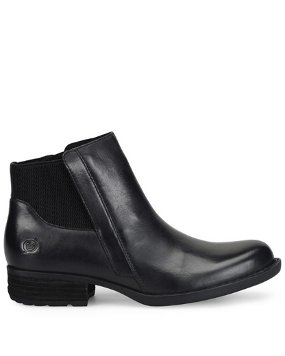 Kendyl - Black BORN women's black leather Chelsea boot side profile