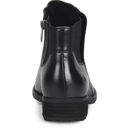 Kendyl - Black BORN women's black leather Chelsea boot rear detail