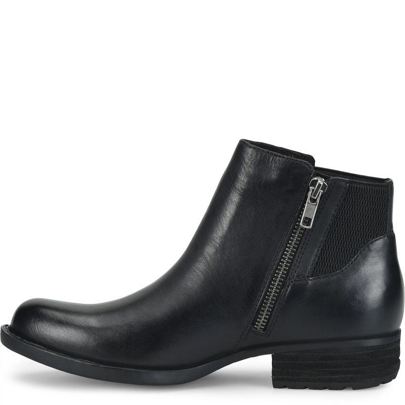 Kendyl - Black BORN women's black leather Chelsea boot with side zipper