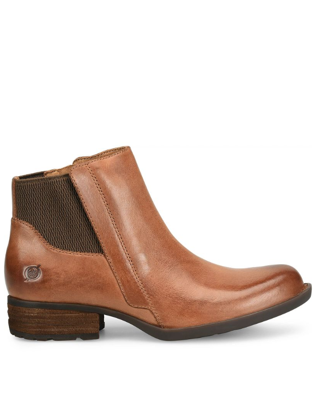 Kendyl - Brown BORN women's brown leather Chelsea boot with elastic side panel