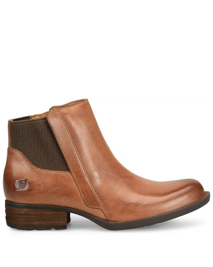 Kendyl - Brown BORN women's brown leather Chelsea boot with elastic side panel