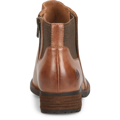 Kendyl - Brown BORN women's brown leather Chelsea boot with zipper detail