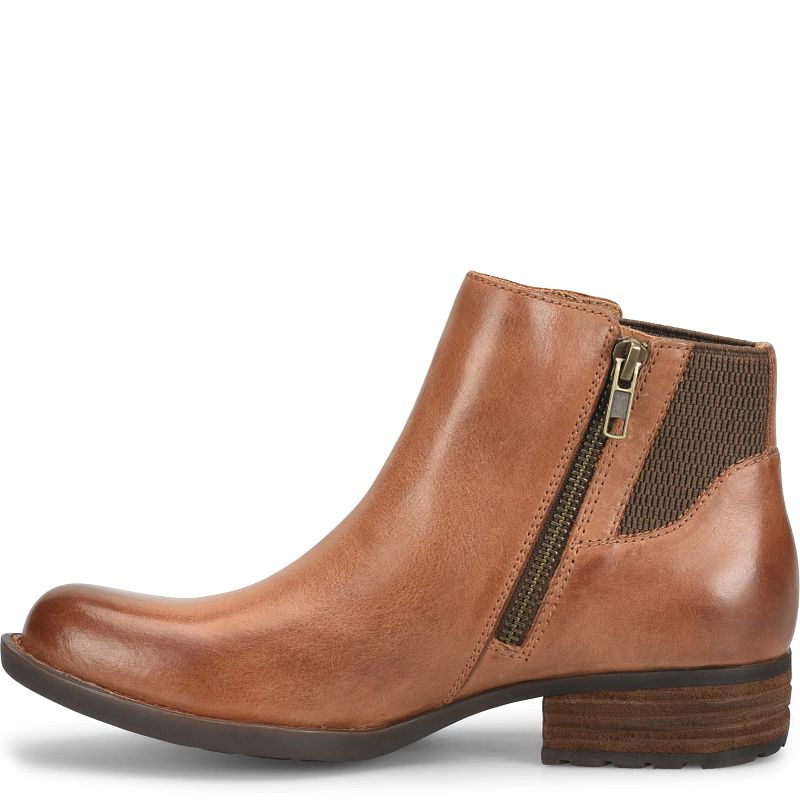 Kendyl - Brown BORN women's brown leather ankle boot with side zipper
