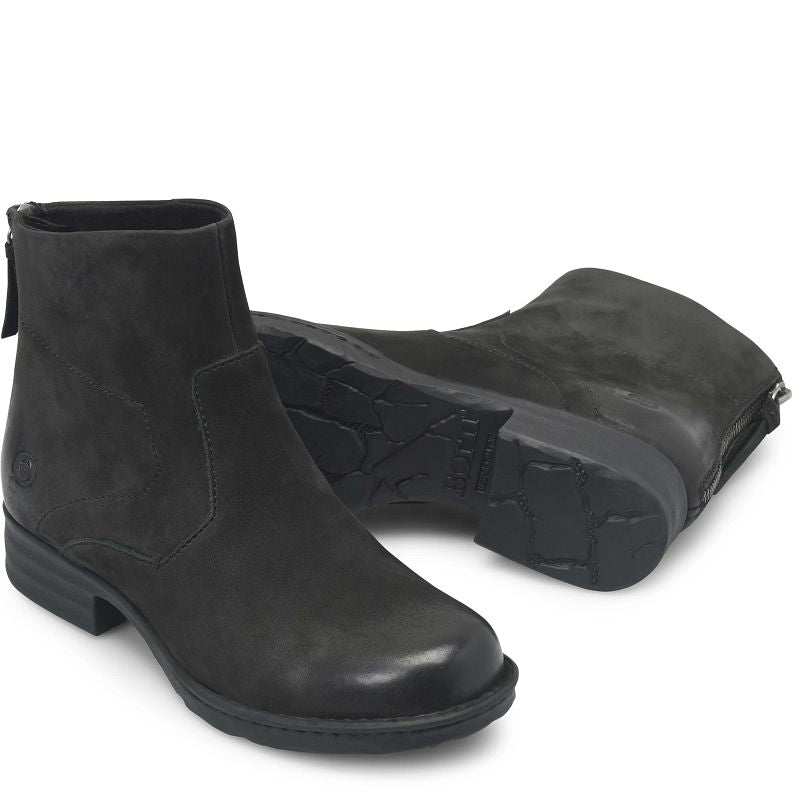 Mercado - Black BORN women's black nubuck leather ankle boots