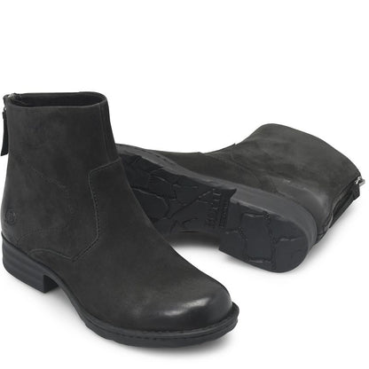 Mercado - Black BORN women's black nubuck leather ankle boots
