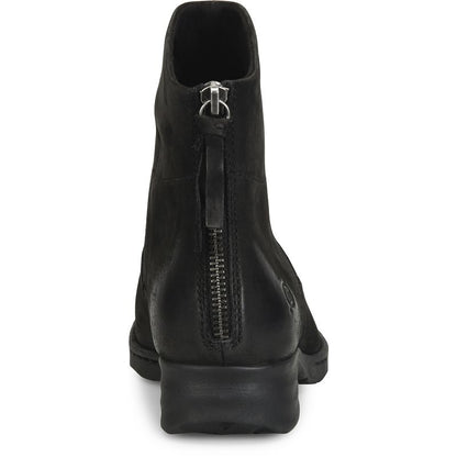 Mercado - Black BORN women's black leather ankle boot with back zipper