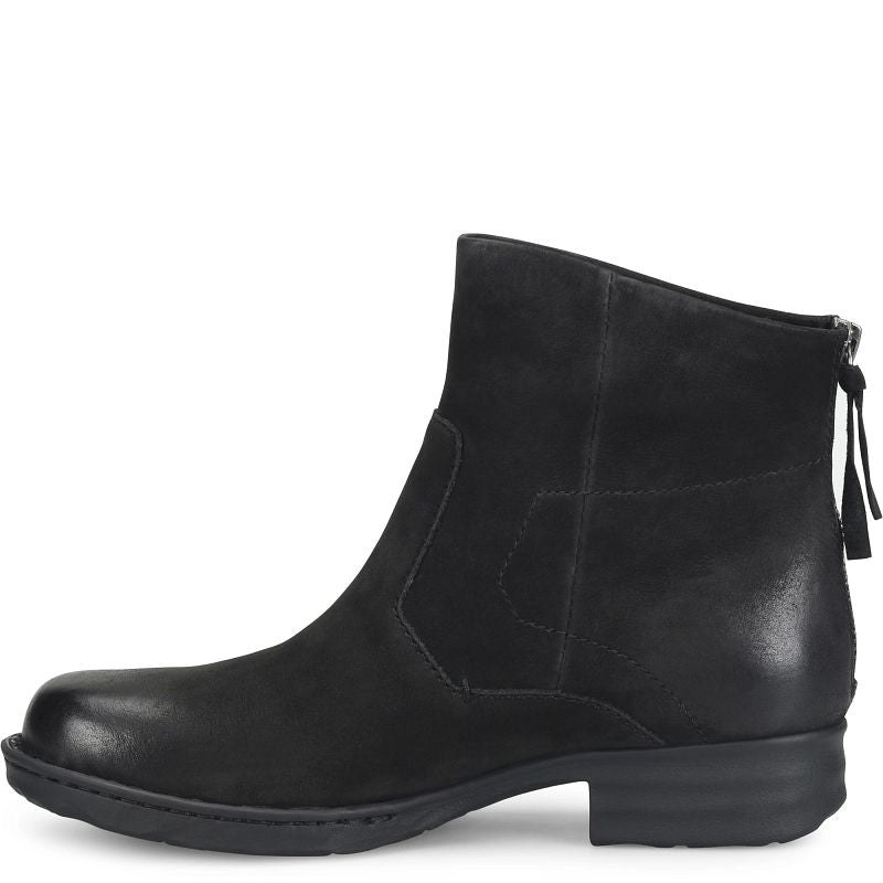 Mercado - Black BORN women's black nubuck ankle boot with back zipper