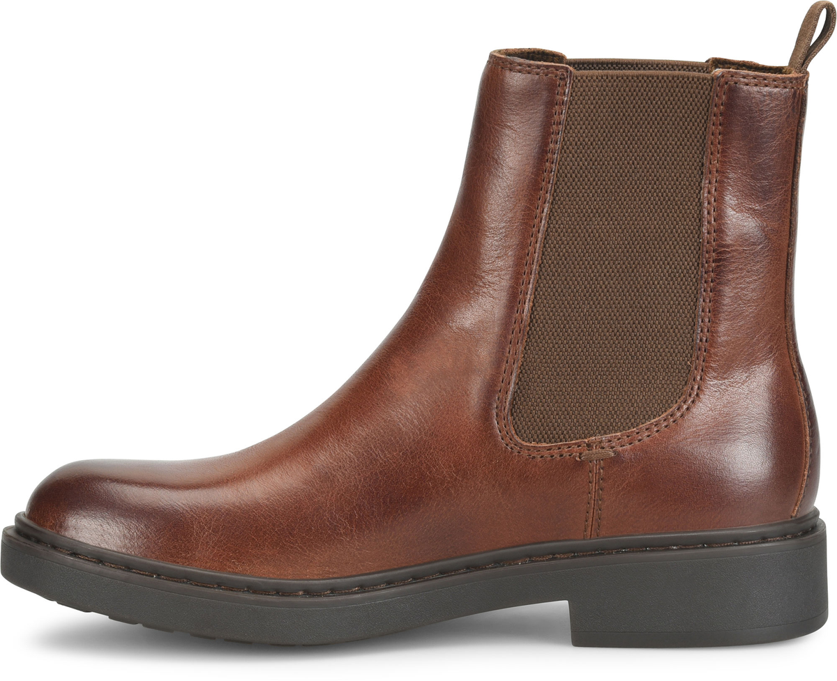 Britte - Brown by BORN in brown leather Chelsea boot with elastic side panels