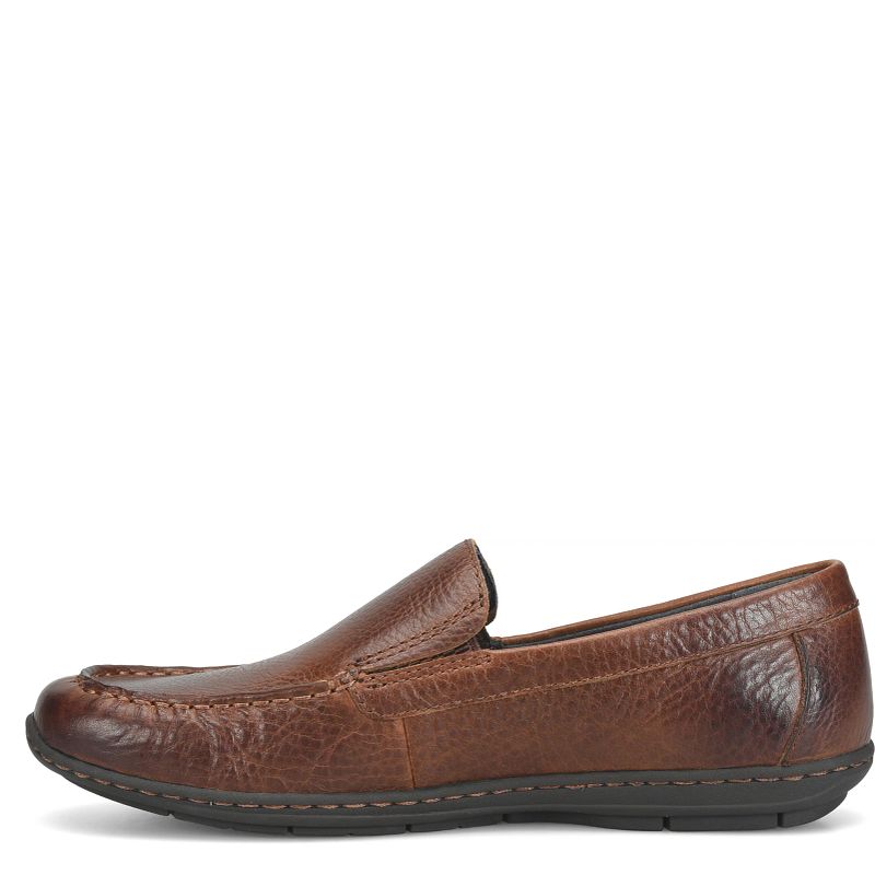 Weston brown moc toe slip-on with soft Italian leather, by BORN from HCO Fredericksburg TX
