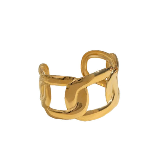 Milania Cuff goldener offener Armreif mit breiter, geprägter Form