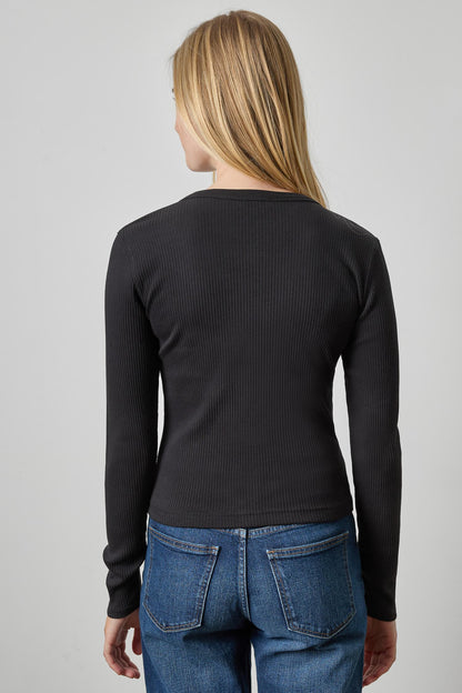 Button Front Ribbed Cardigan