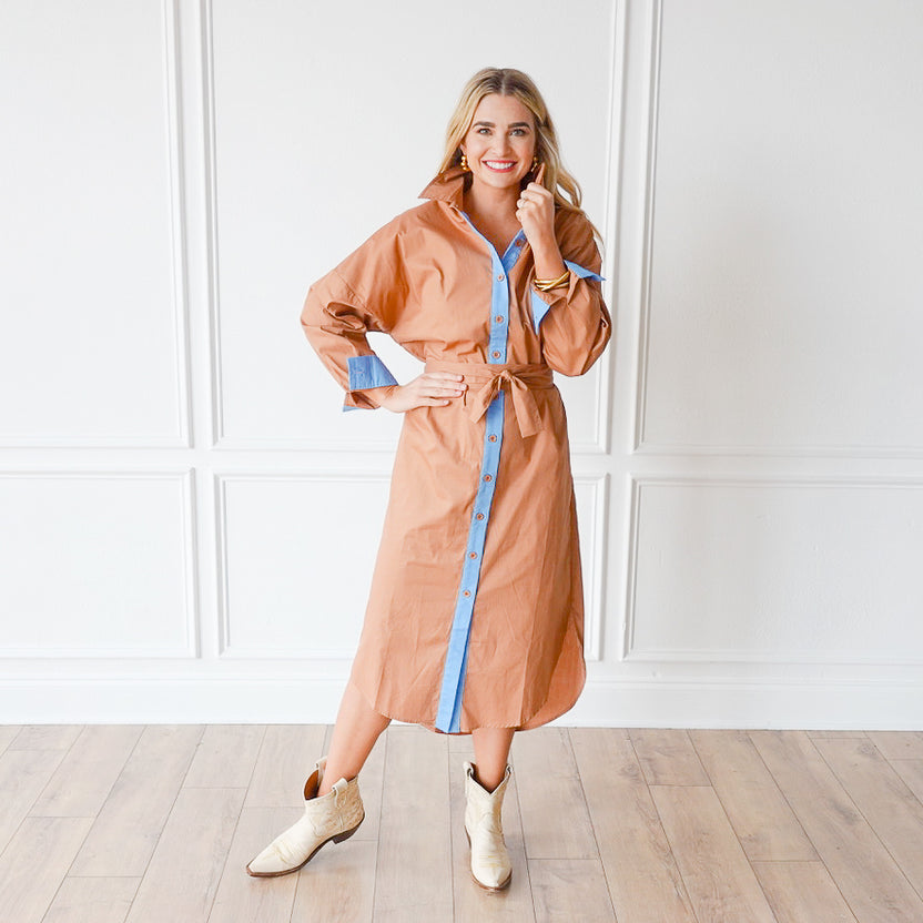 Dani Dress Cocoa And Blue
