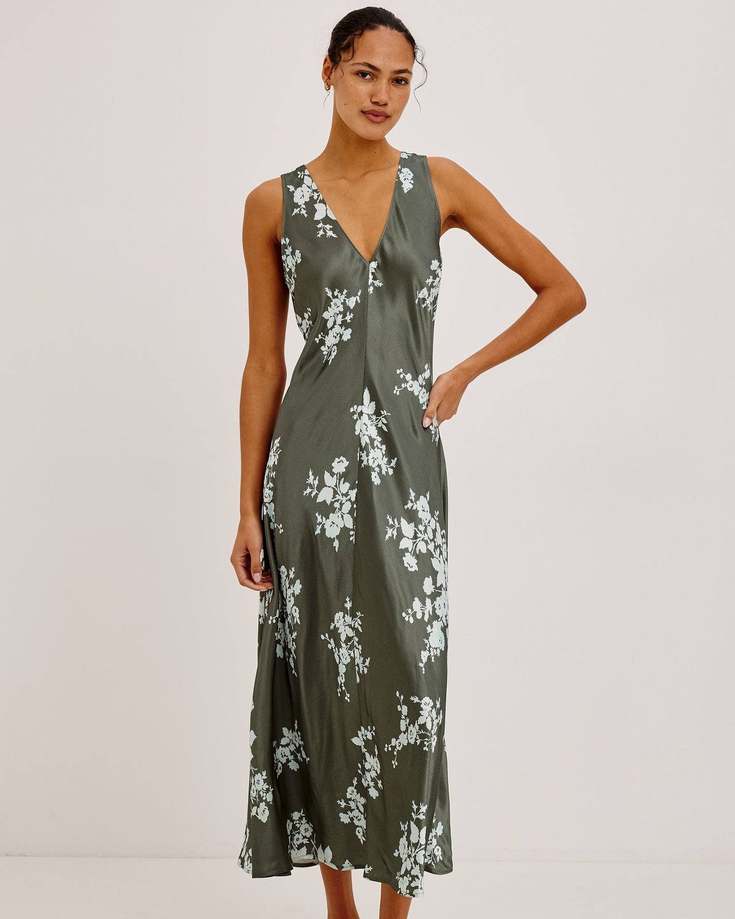 Camellia - Lace Floral midi dress in green floral pattern by RAILS from Women's Dresses collection
