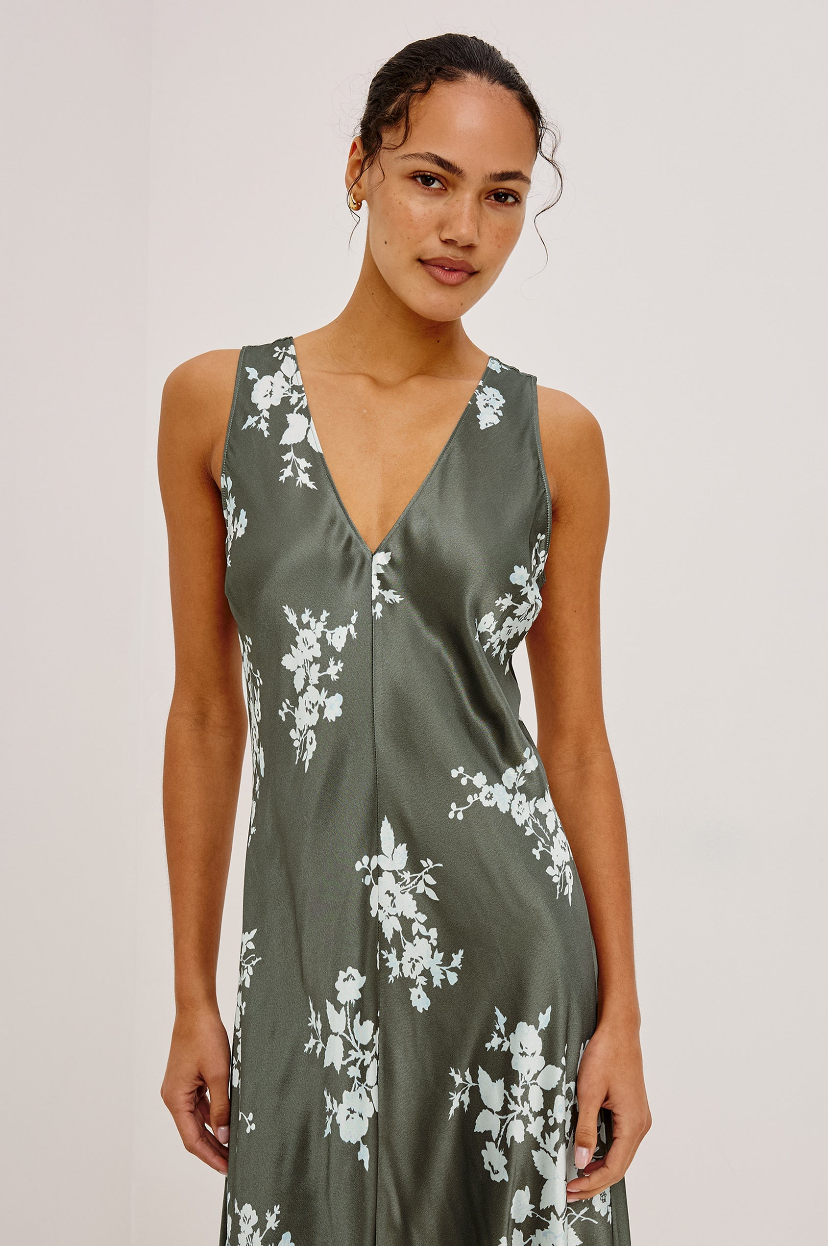 Camellia - Lace Floral green floral midi dress with deep V-neck by RAILS, curated Fredericksburg