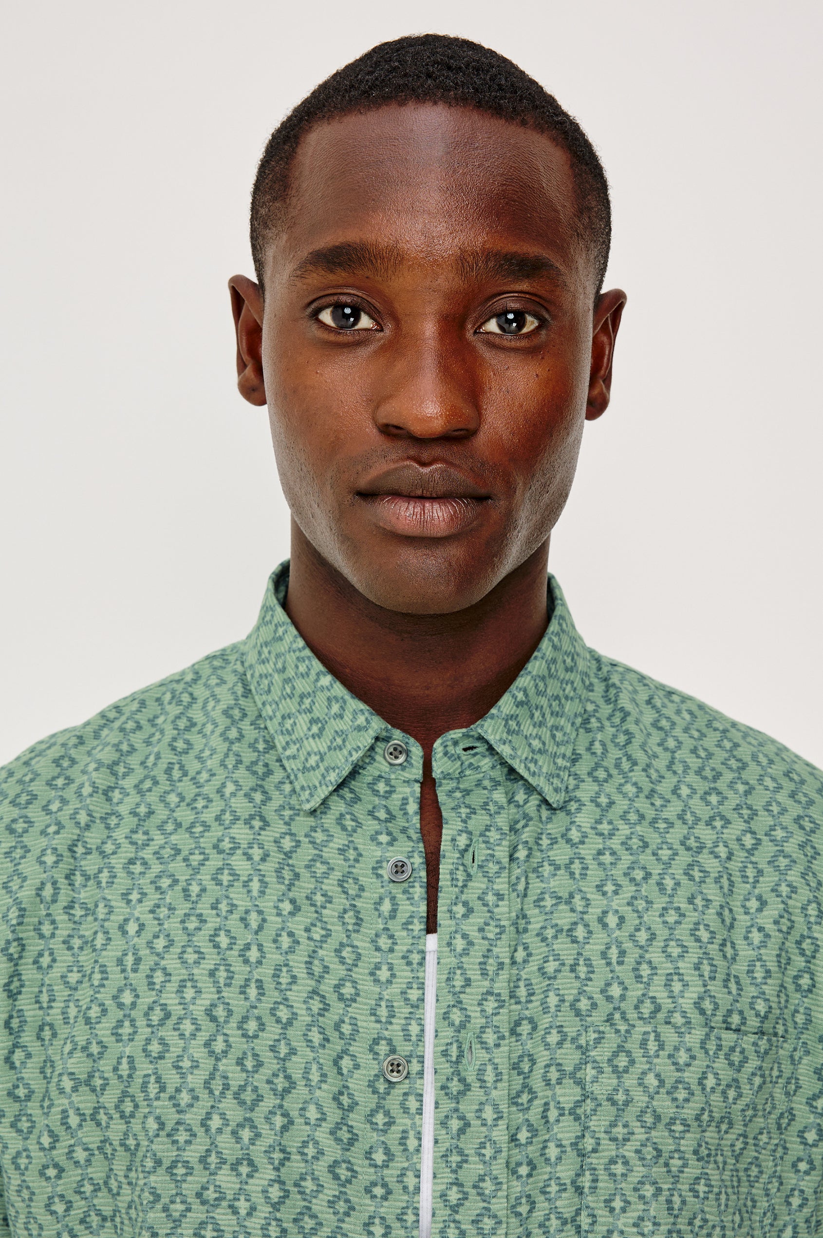 Carson - Wavy Batik Aqua geometric green short-sleeve shirt by RAILS, Men's Shirts