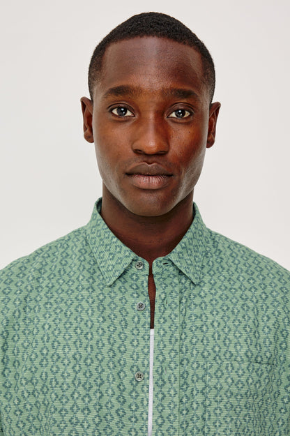 Carson - Wavy Batik Aqua geometric green short-sleeve shirt by RAILS, Men's Shirts