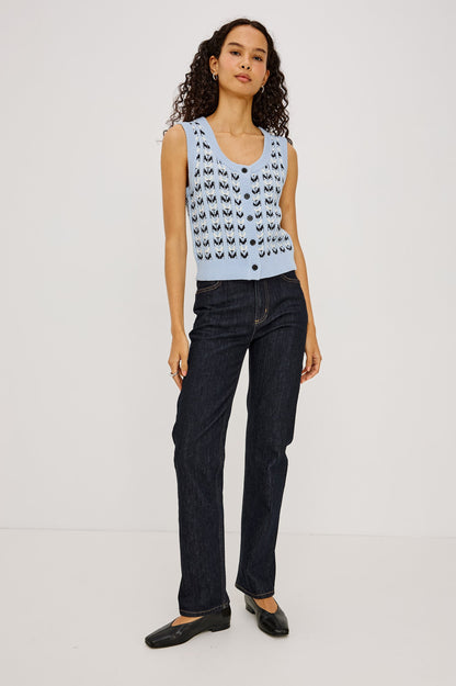 Chance - Sky Blue sleeveless knit vest with button front from RAILS Women's Vests collection