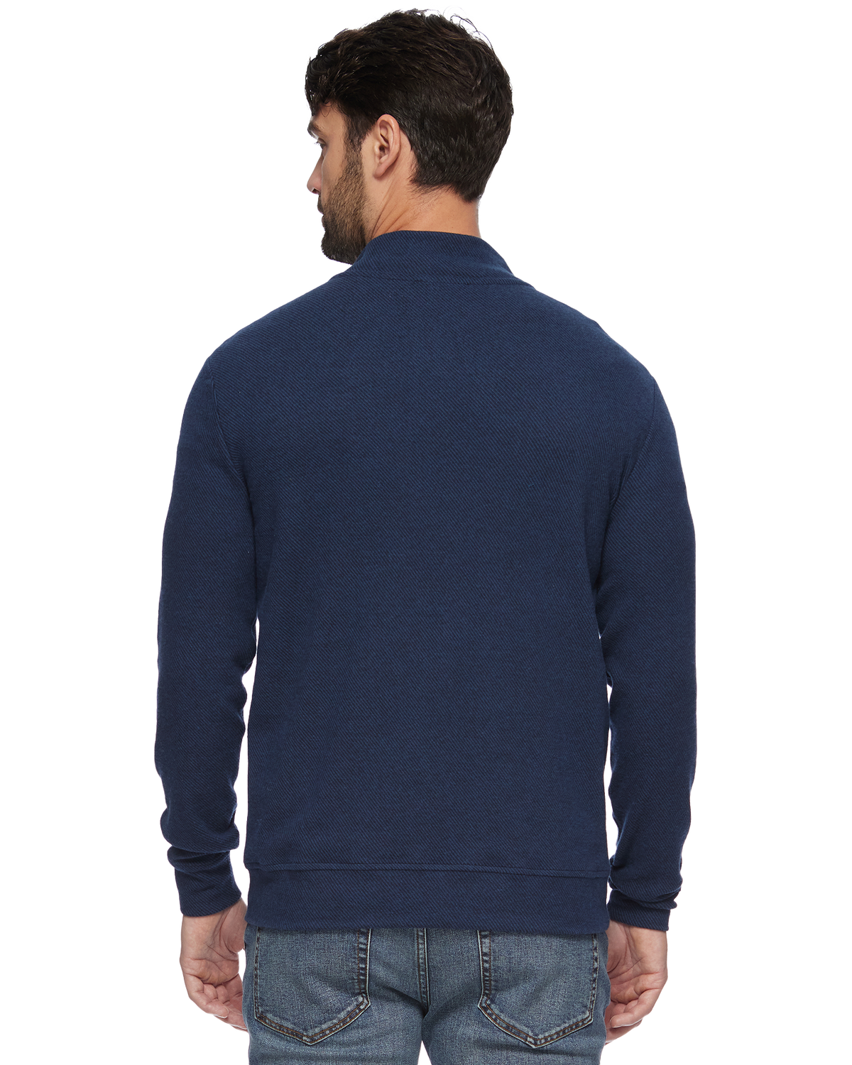 Hero Solid Twill 1/4 Zip Mock Neck in navy blue stretch fabric for men by FLAG & ANTHEM