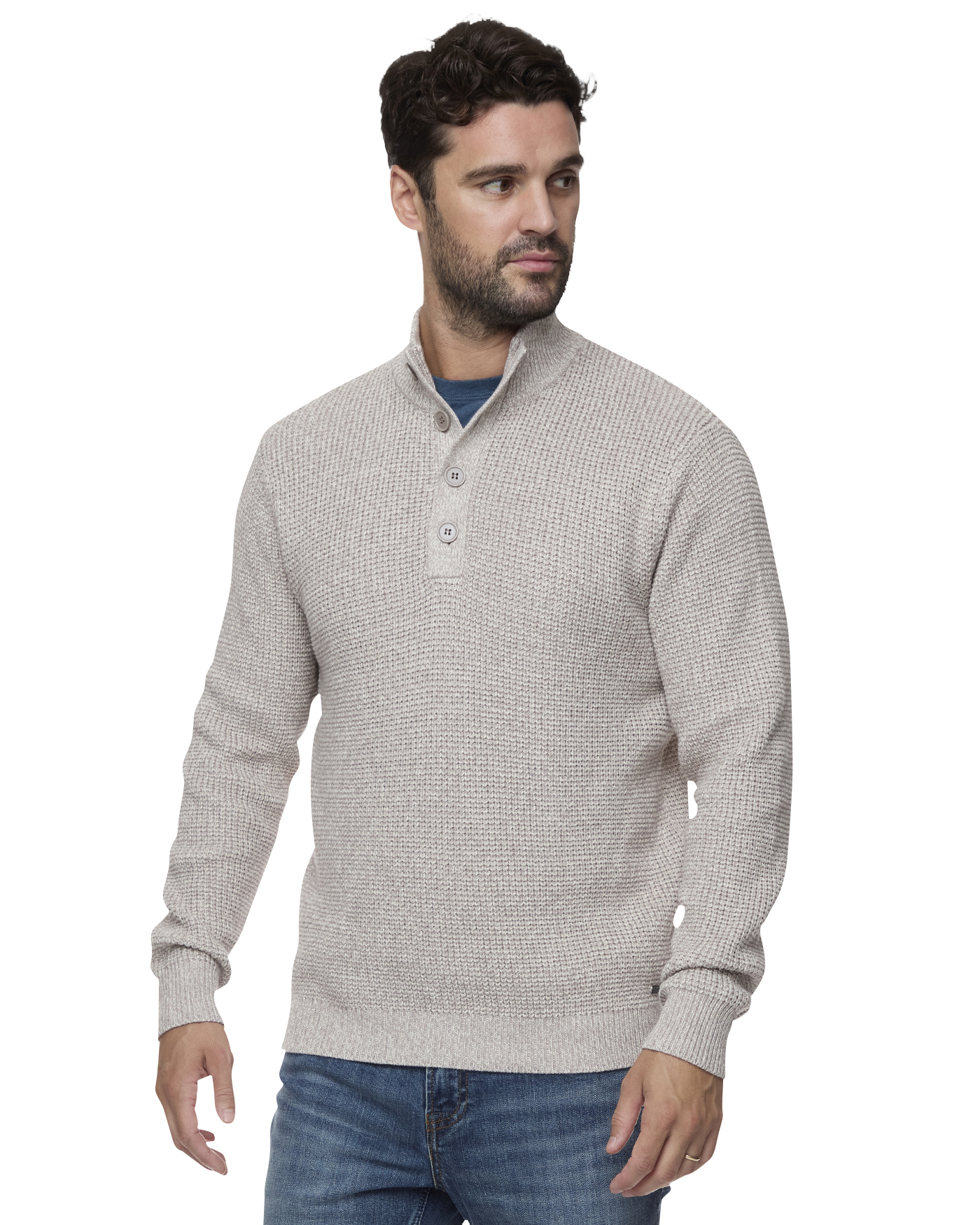 DENVER 1/4 COOLING BUTTON MOCK NECK SWEATER