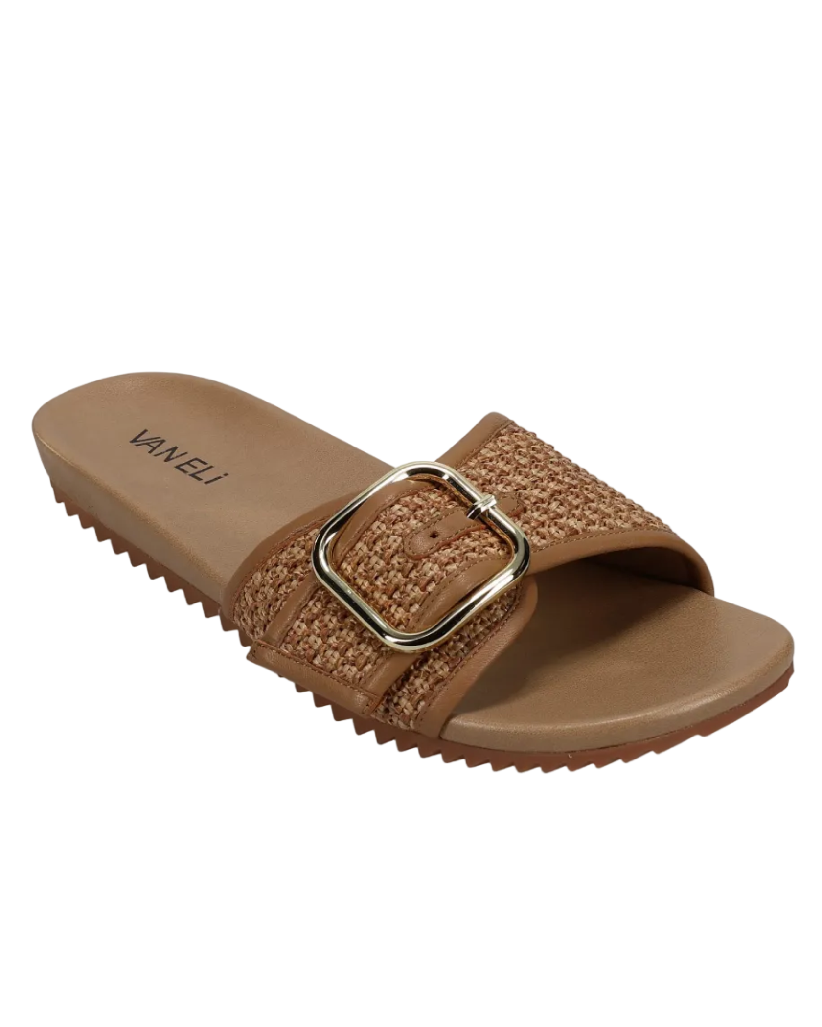 Adya - Natural Beige Ottorafia bouclé slide sandal with oversized buckle and treaded sole by VANELI